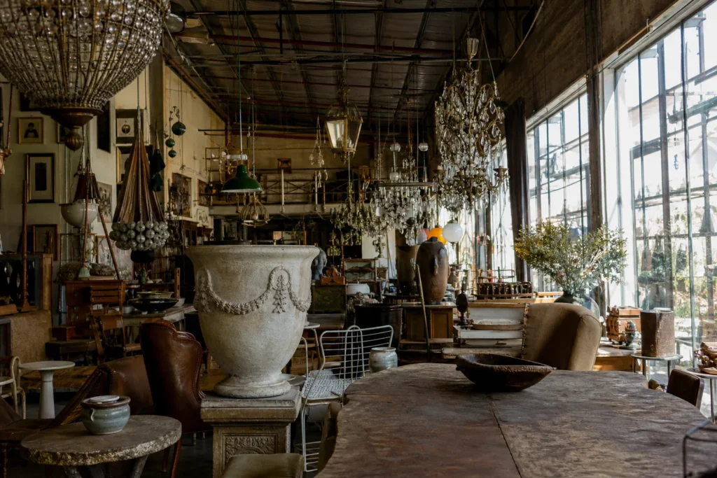 shoppers browsing antique and vintage market stalls at Lunatiques Renewed in New South Wales, Sydney