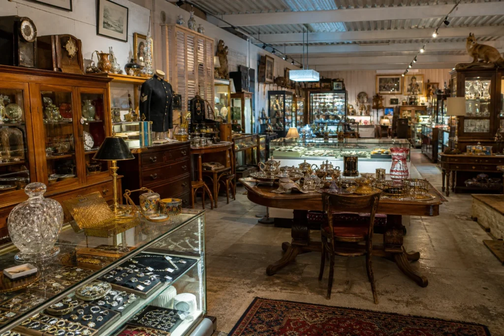 shoppers browsing antique and vintage market stalls at Antique Bazaar of Strathalbyn in South Australia