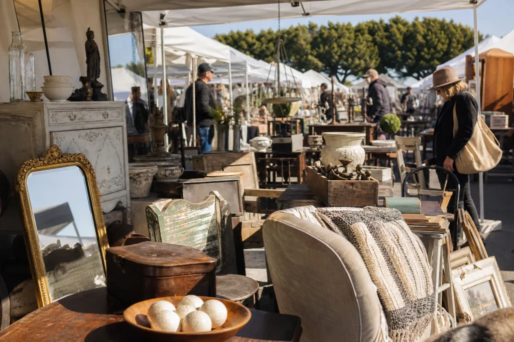 shoppers browsing antique and vintage market stalls at Buchanan’s Vintage Market – Dallas in Texas