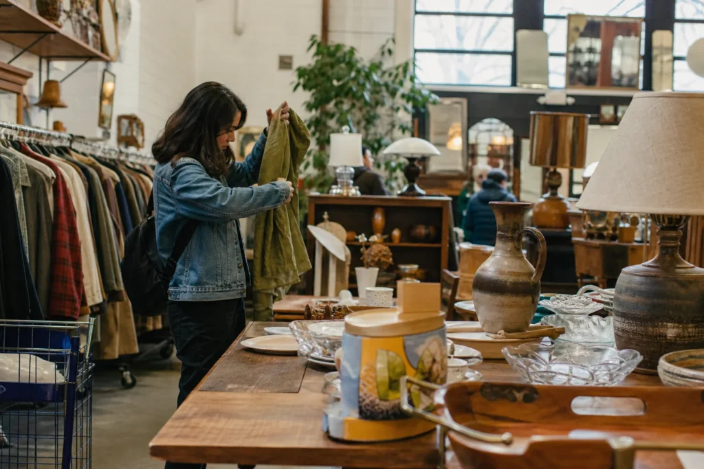 shoppers browsing antique and vintage market stalls at Goodwill NYNJ Store & Donation Centers in New York City