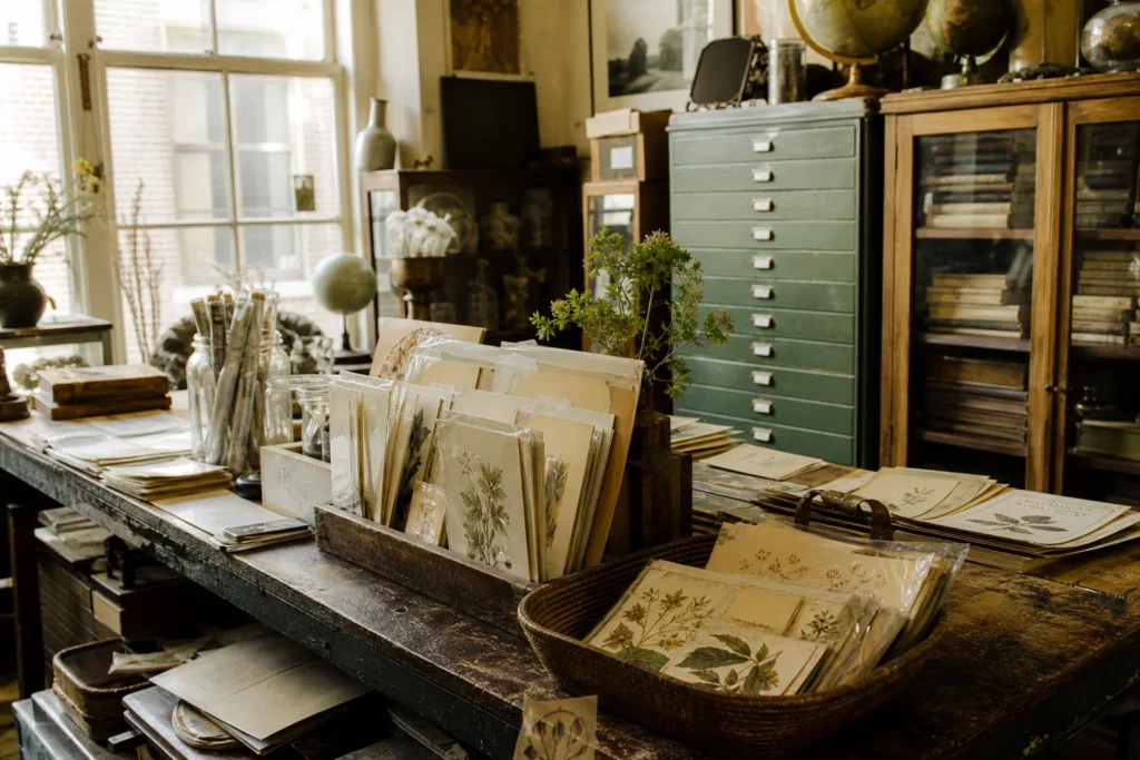 shoppers browsing antique and vintage market stalls at Het Grote Avontuur in Amsterdam, Netherlands