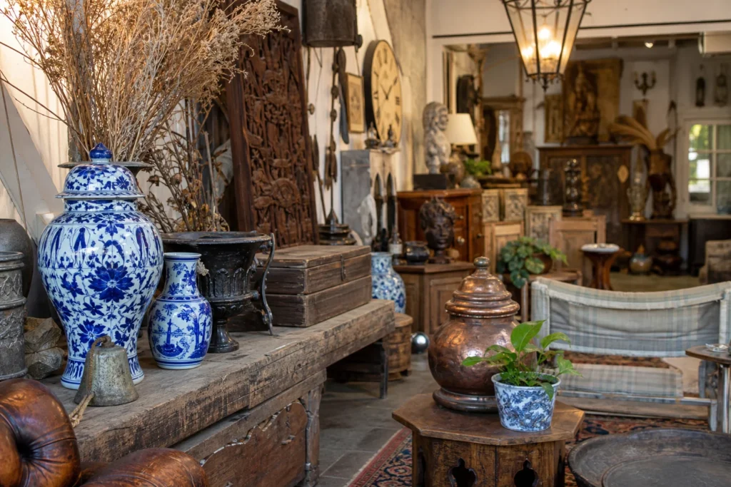 shoppers browsing antique and vintage market stalls at More Than Antiques in Western Australia
