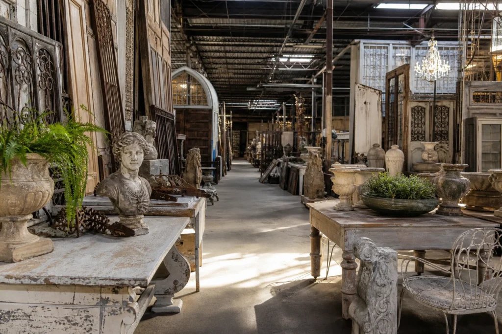 shoppers browsing antique and vintage market stalls at Olde Good Things Scranton in Pennsylvania
