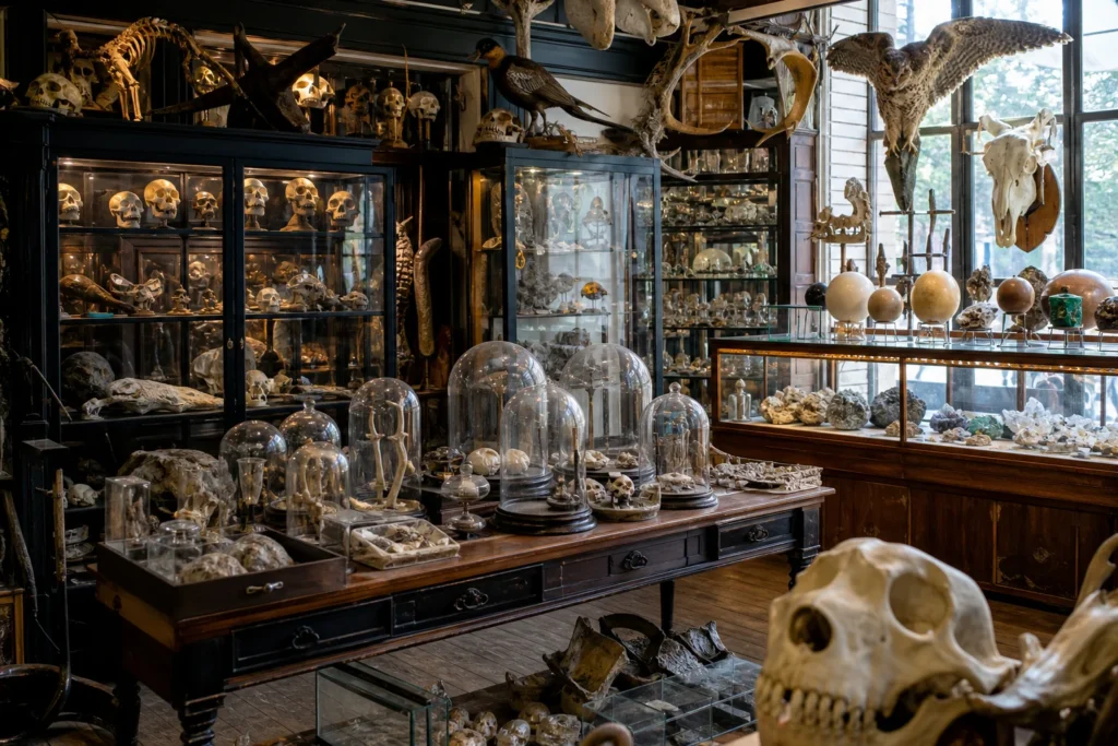 shoppers browsing antique and vintage market stalls at The Evolution Store in New York City, New York State