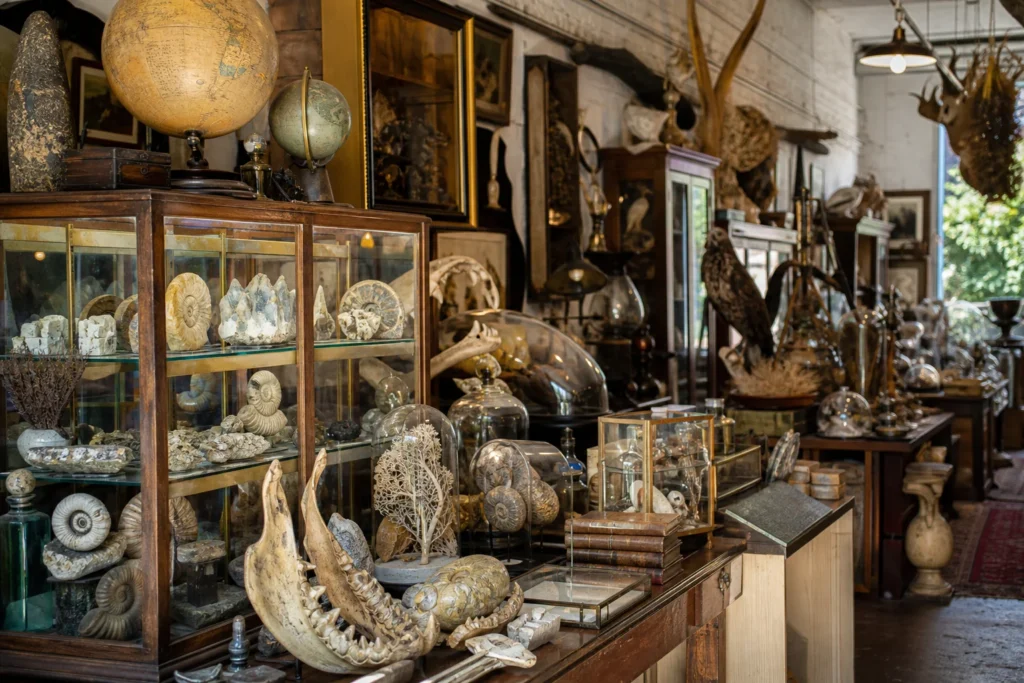 shoppers browsing antique and vintage market stalls at Wunderkammer in Melbourne, Victoria