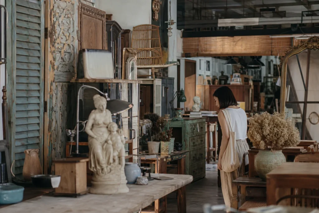 shoppers browsing antique and vintage market stalls at Things Your Mother Throw in Singapore